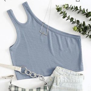 Ribbed one shoulder cut out crop top